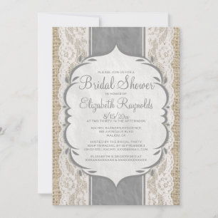 Invitations de douches nuptiales en lin gris Burla