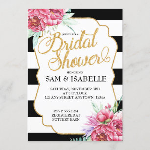 Invitations de douches nuptiales en noir et blanc