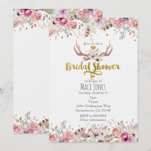 Invitations de douches nuptiales Fleurs et cerfs A