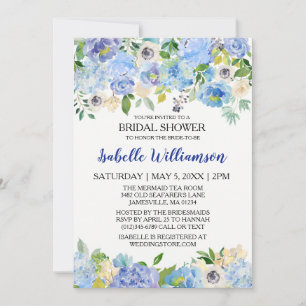 Invitations de douches nuptiales florales bleues e