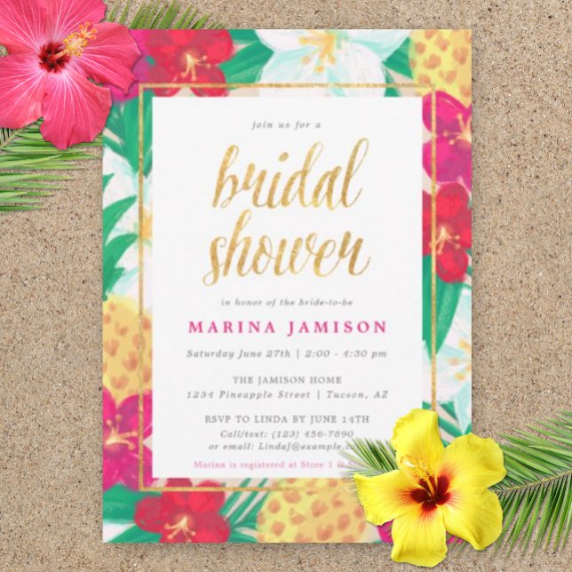 Invitations de douches nuptiales florales hawaïenn (Bridal Shower Wedding Invitation)