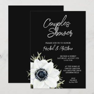 Invitations de douches nuptiales florales noires e