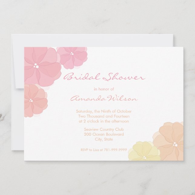 Invitations de douches nuptiales florales Pastel O (Devant)