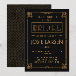 Invitations de douches nuptiales Gold Gatsby Art D