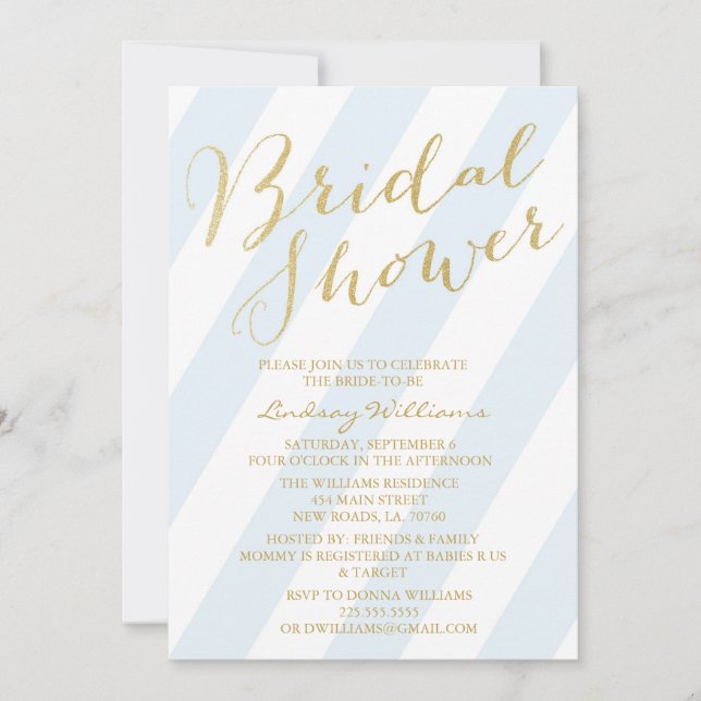 Invitations de douches nuptiales Gold Parties scin (Devant)