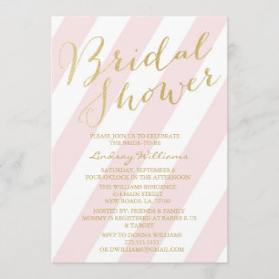 Invitations de douches nuptiales Gold Parties scin