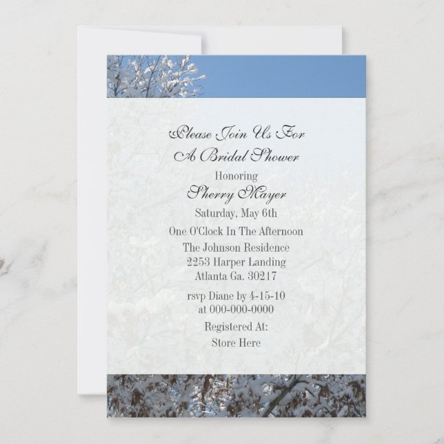 Invitations de douches nuptiales hivernales (Devant)