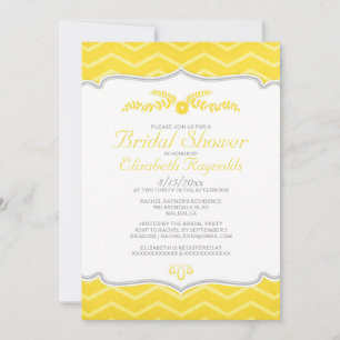 Invitations de douches nuptiales Jaune Zigzag