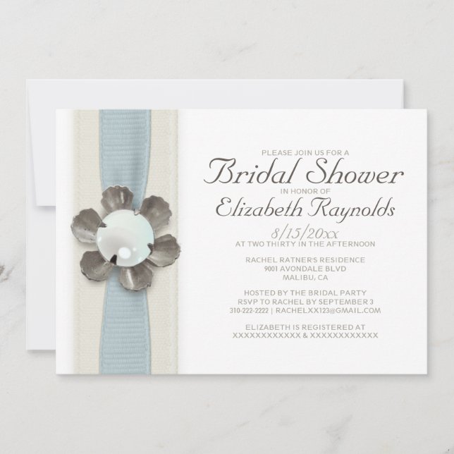 Invitations de douches nuptiales Lace et Pearls (Devant)