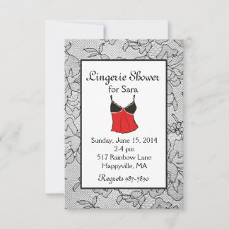 Invitations de douches nuptiales Lingerie rouge de