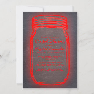 Invitations de douches nuptiales Mason rouge et no