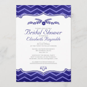 Invitations de douches nuptiales Navy Blue Zigzag