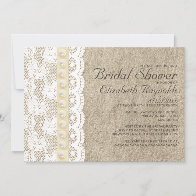 Invitations de douches nuptiales pour dentelles an (Devant)