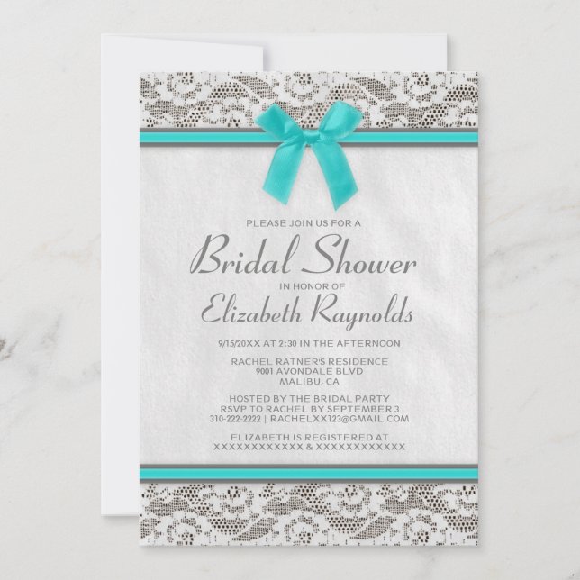Invitations de douches nuptiales pour la dentelle  (Devant)