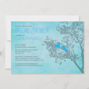 Invitations de douches nuptiales pour oiseaux bleu