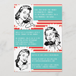 Invitations de douches nuptiales Retro Gossip Gals