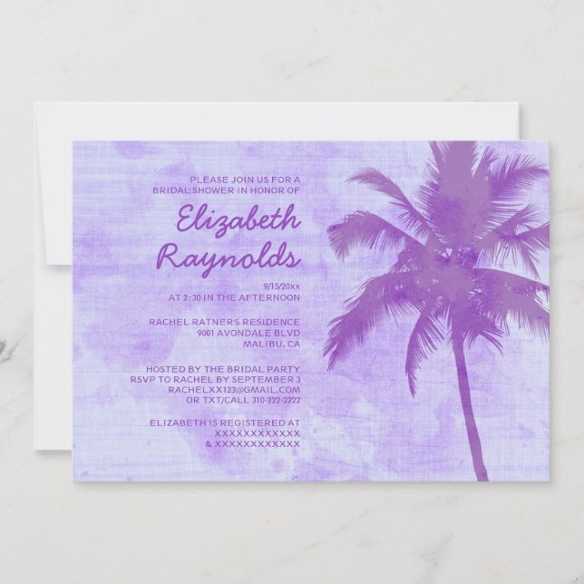 Invitations de douches nuptiales Rustic Palm Trees (Devant)