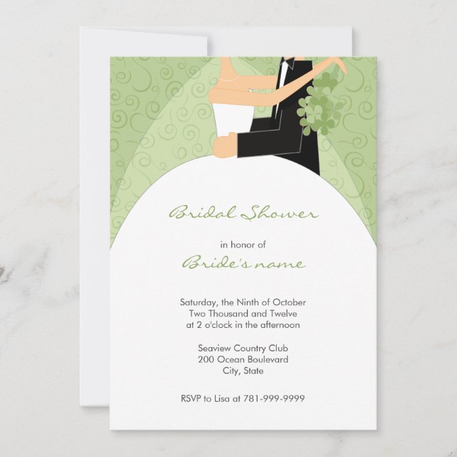 Invitations de douches nuptiales Sage Green (Devant)