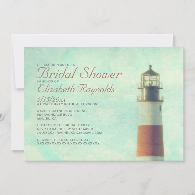 Invitations de douches nuptiales Vintages (Devant)