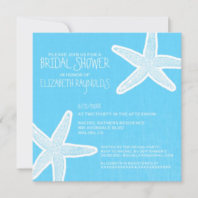 Invitations de douches nuptiales Vintages Starfish (Devant)