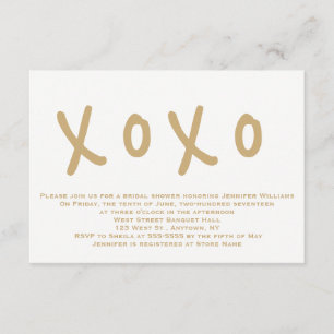 Invitations de douches nuptiales xoxo or moderne