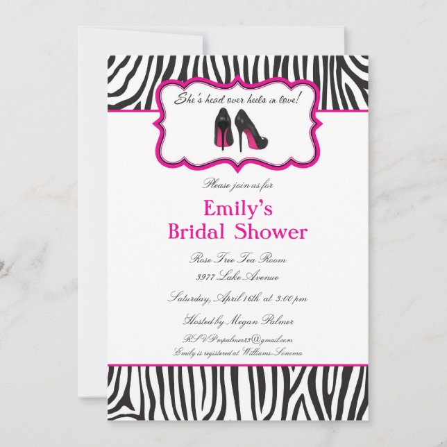 Invitations de douches nuptiales Zebra (Devant)