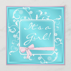 Invitations de douches pour bébé blanc Turquoise r