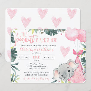 Invitations de douches pour bébé Elephant Girl