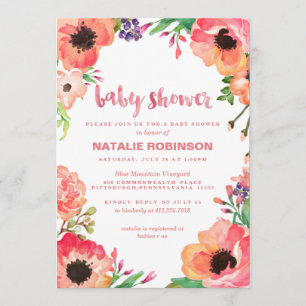 Invitations de douches pour bébé en fleurs TROPICA