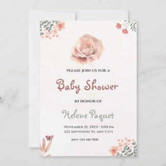 Invitations de douches pour bébé fleur sauvage