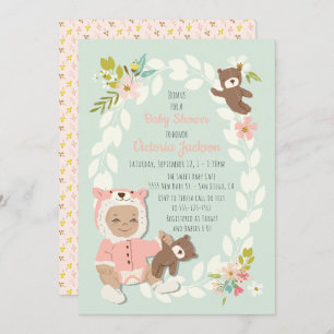 Invitations de douches pour bébé Woodland Bear