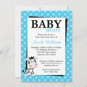 Invitations de douches pour bébés à base de zèbre 