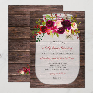 Invitations de douches pour bébés à fleurs à la po