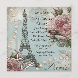 Invitations de douches pour bébés à Paris rose Vin
