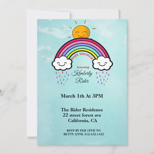 Invitations de douches pour bébés au soleil souria (Devant)