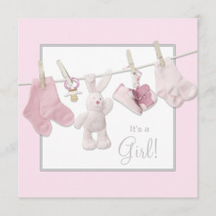 Invitations de douches pour bébés avec étagère ros