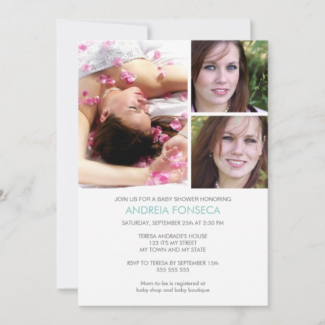 Invitations de douches pour bébés avec photos pers (Devant)