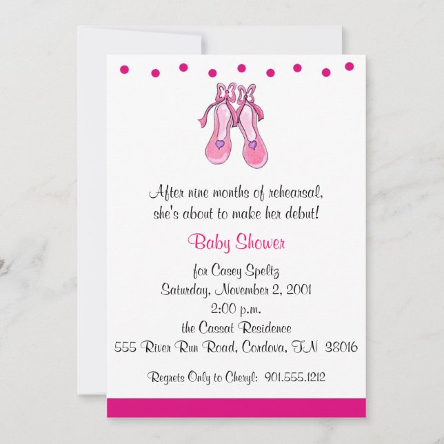 Invitations de douches pour bébés Ballet (Devant)