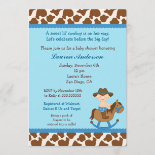 Invitations de douches pour bébés Cowboy