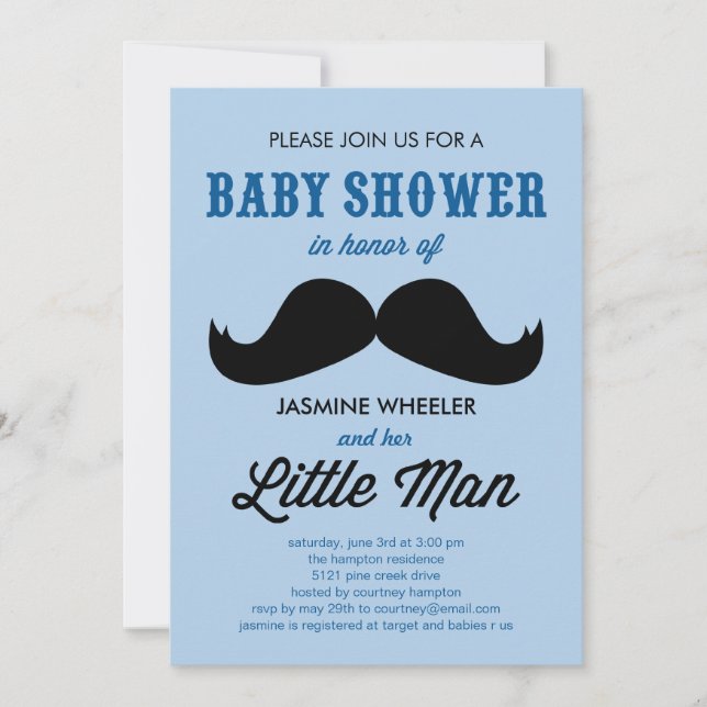 Invitations de douches pour bébés de la petite mou (Devant)