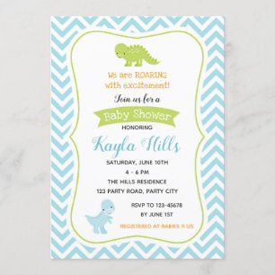 Invitations de douches pour bébés Dinosaur (Pastel