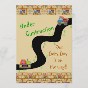 Invitations de douches pour bébés en construction
