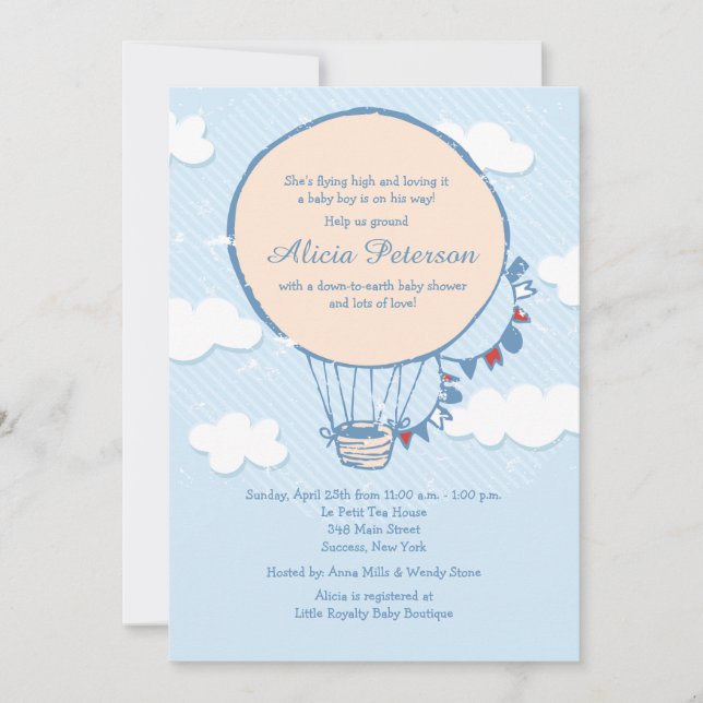 Invitations de douches pour bébés en vol (Devant)
