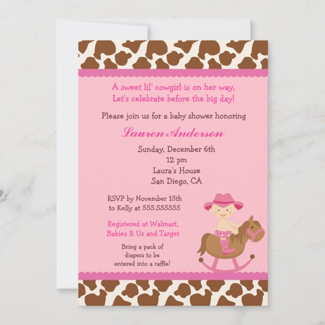 Invitations de douches pour bébés filles (Devant)