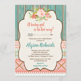 Invitations de douches pour bébés filles, baby sho
