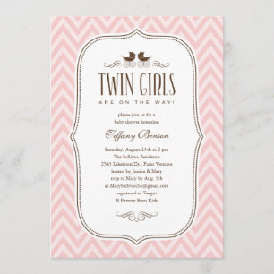 Invitations de douches pour bébés filles jumelles