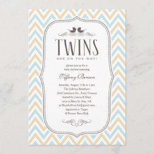 Invitations de douches pour bébés jumeaux