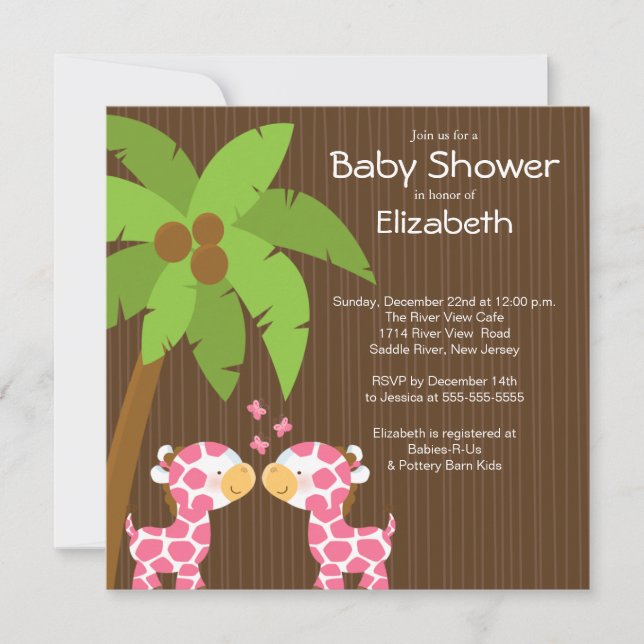 Invitations de douches pour bébés multiples à la g (Devant)
