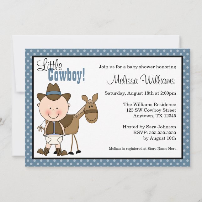 Invitations de douches pour bébés Pois de Little C (Devant)