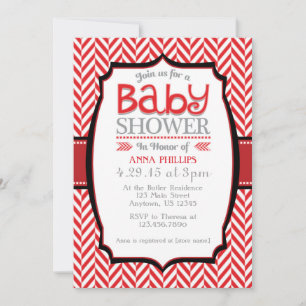 Invitations de douches pour bébés Red Grey Herring